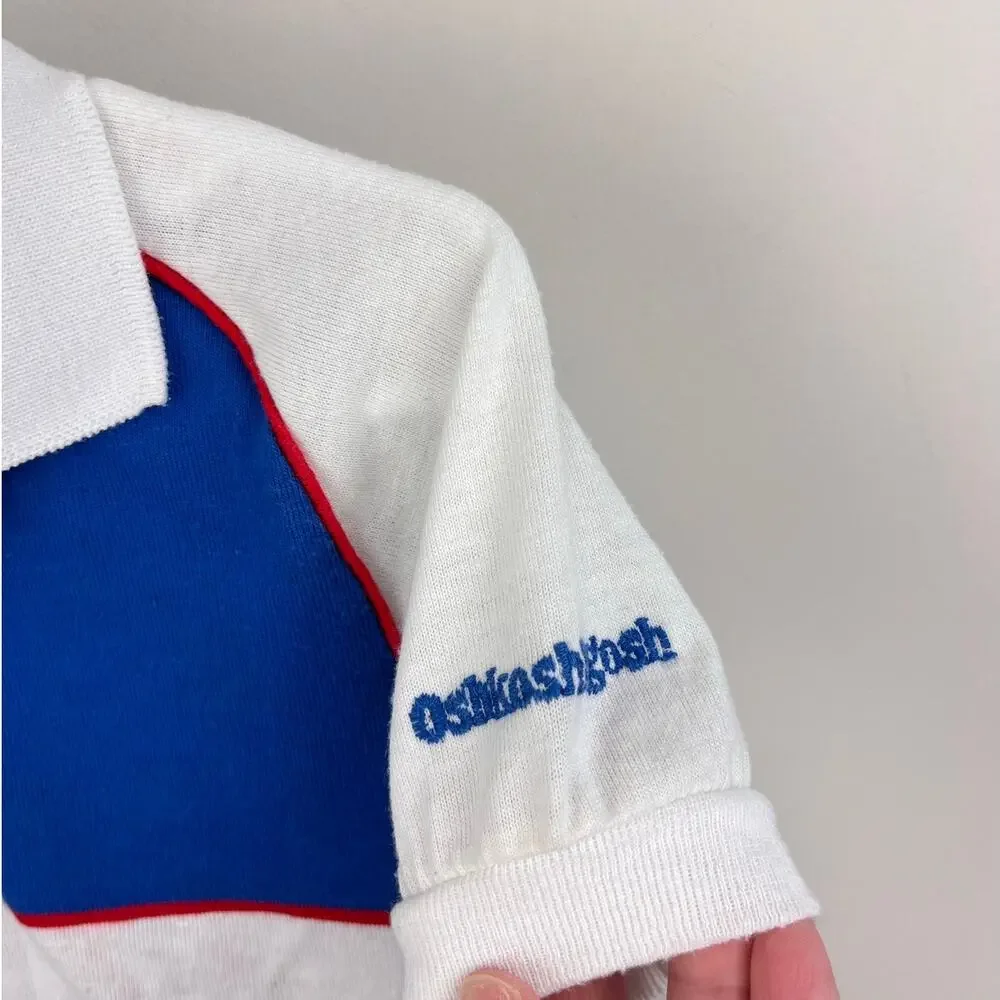 Vintage OshKosh B'gosh Blue White Striped Polo Shirt 6 USA